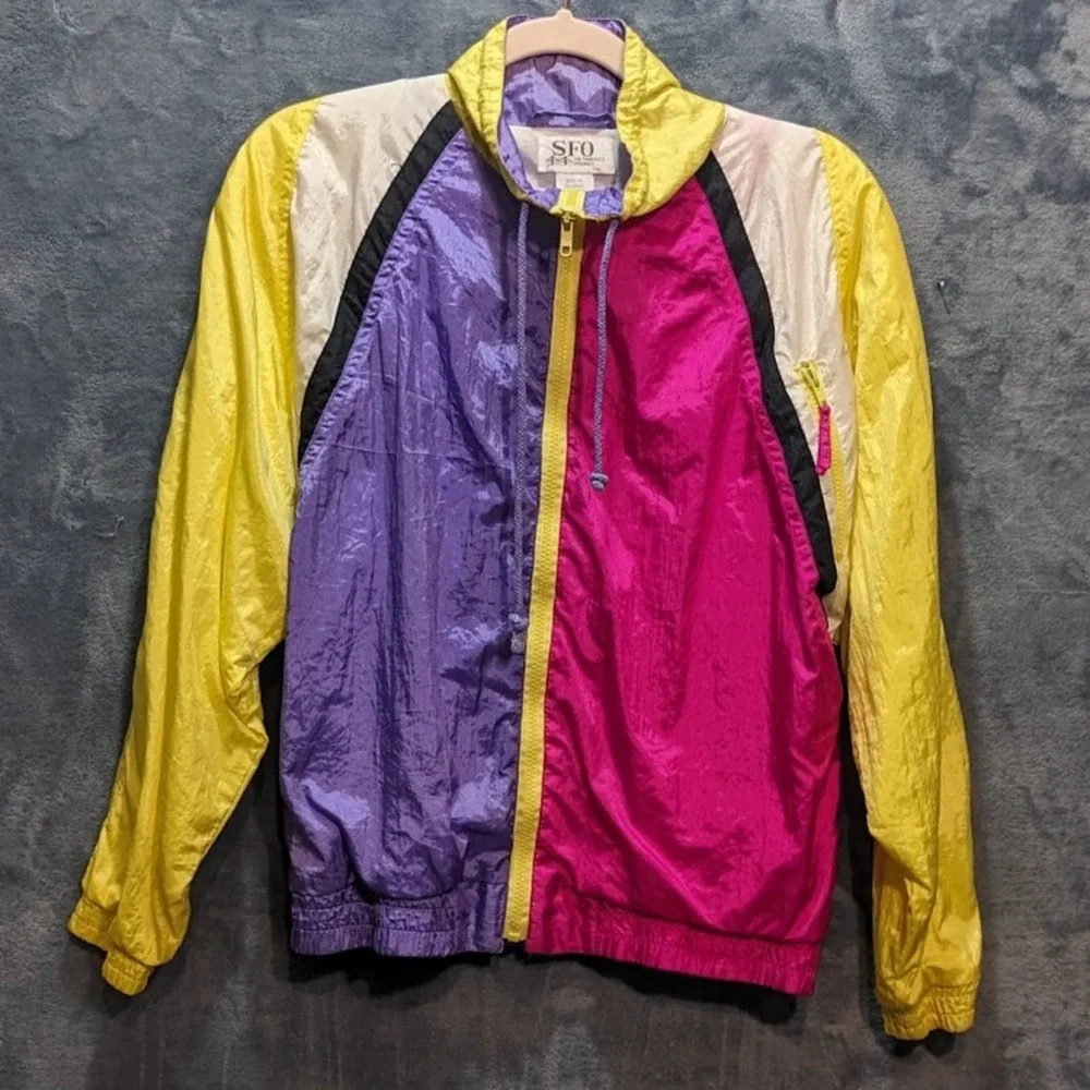 Vintage SFO San Francisco Originals Colorblock Windbreaker Jacket Purple Pink M